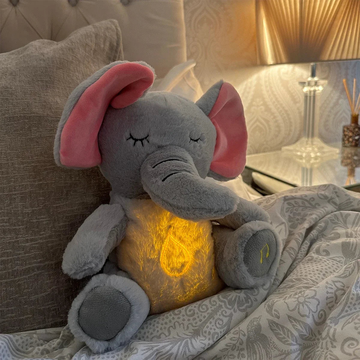 Breathing Elephant Plush — Baby Soothing Stuffed Animal with Music & Light