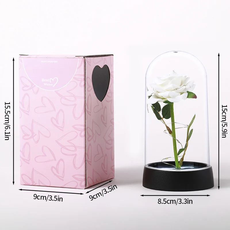 Eternal Rose LED Glass Dome — Romantic Light-Up Flower Gift