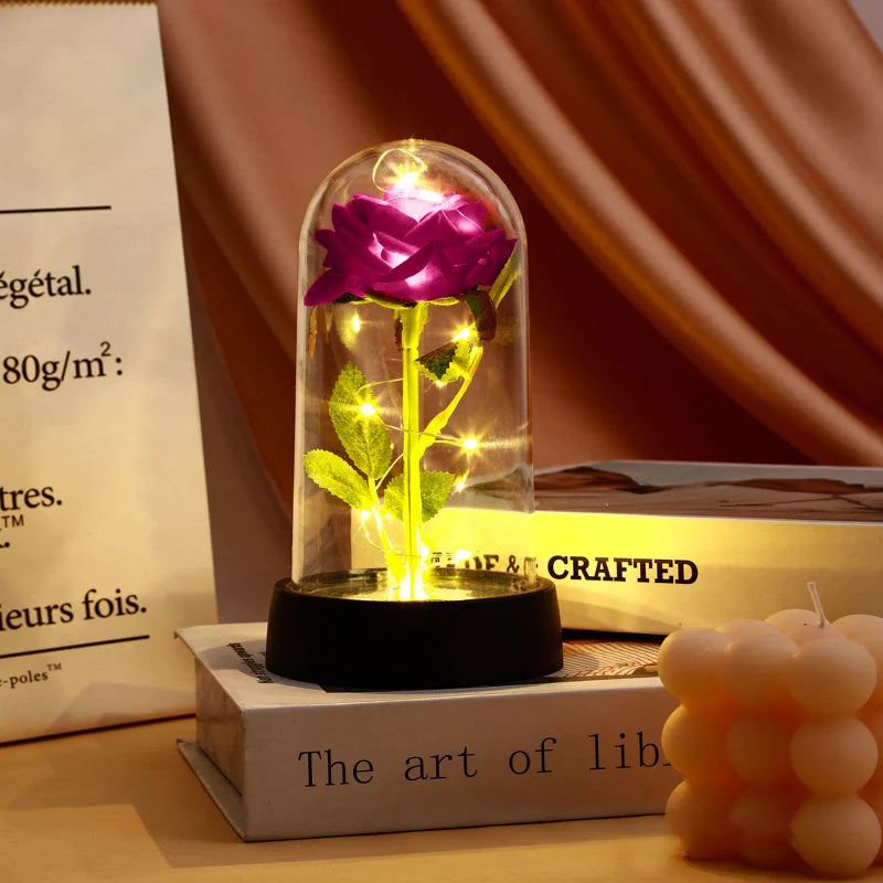 Eternal Rose LED Glass Dome — Romantic Light-Up Flower Gift
