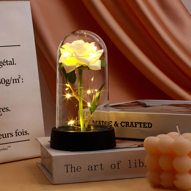 Eternal Rose LED Glass Dome — Romantic Light-Up Flower Gift