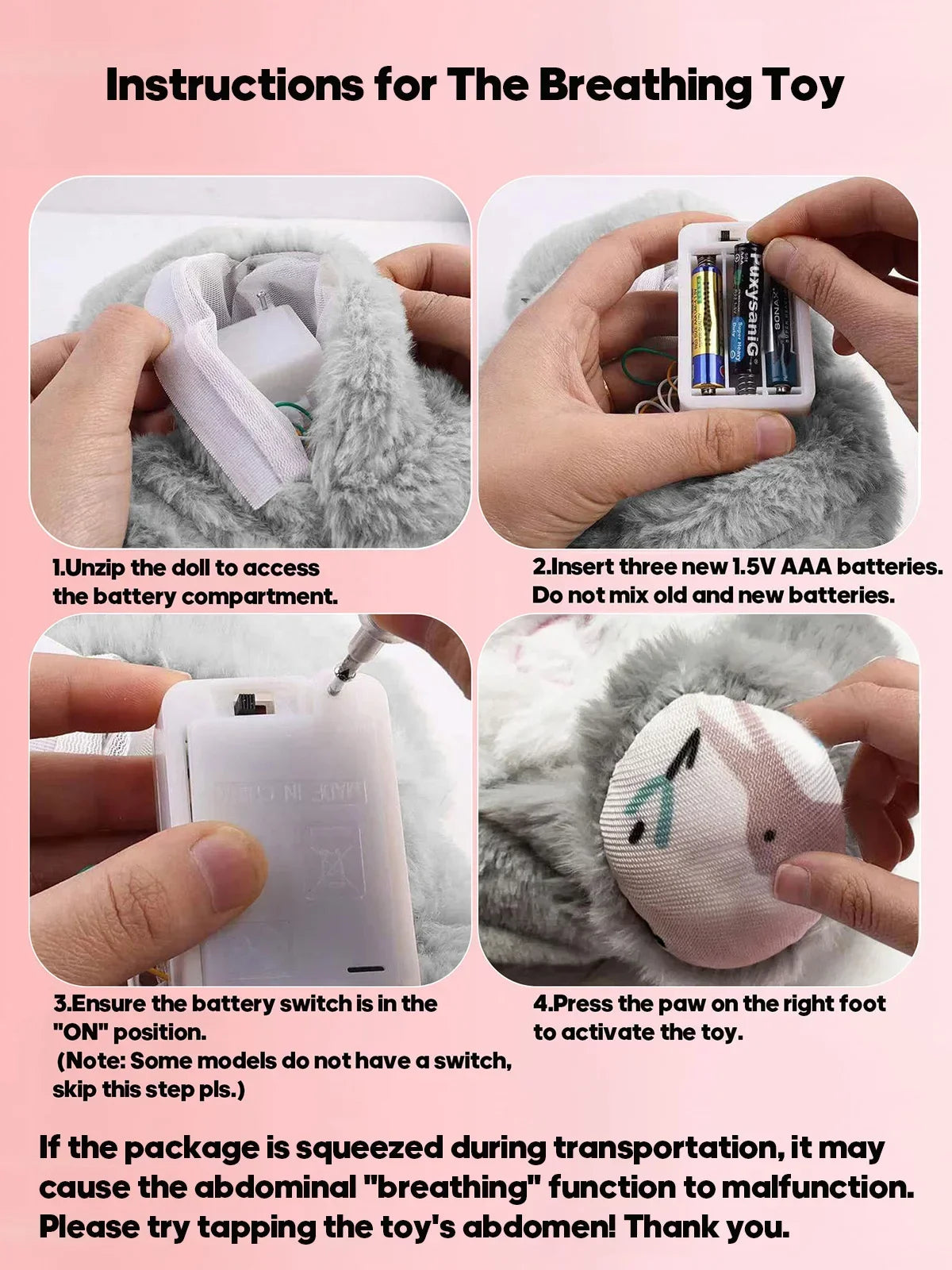 Breathing Elephant Plush — Baby Soothing Stuffed Animal with Music & Light