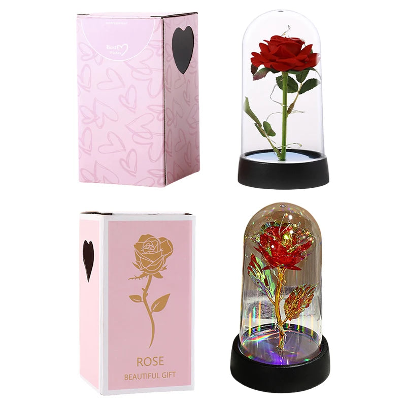 Eternal Rose LED Glass Dome — Romantic Light-Up Flower Gift