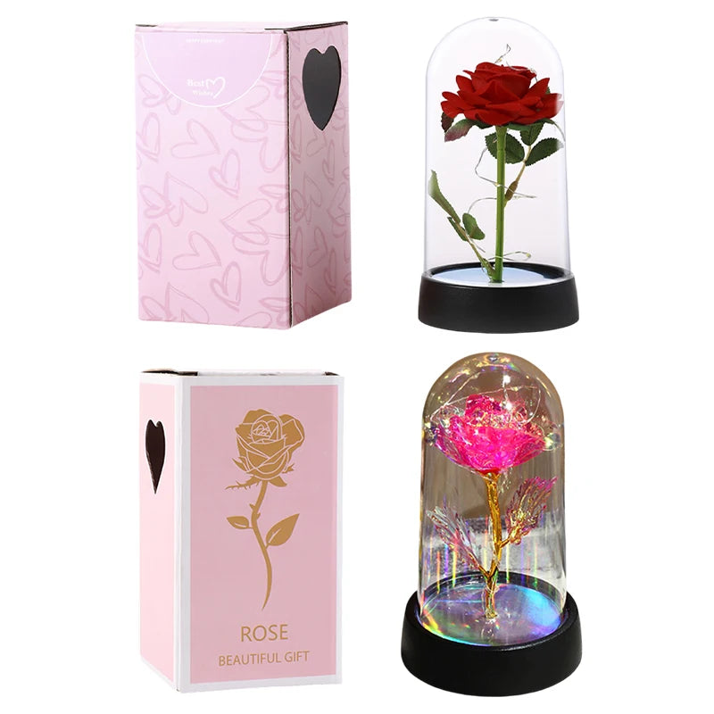 Eternal Rose LED Glass Dome — Romantic Light-Up Flower Gift