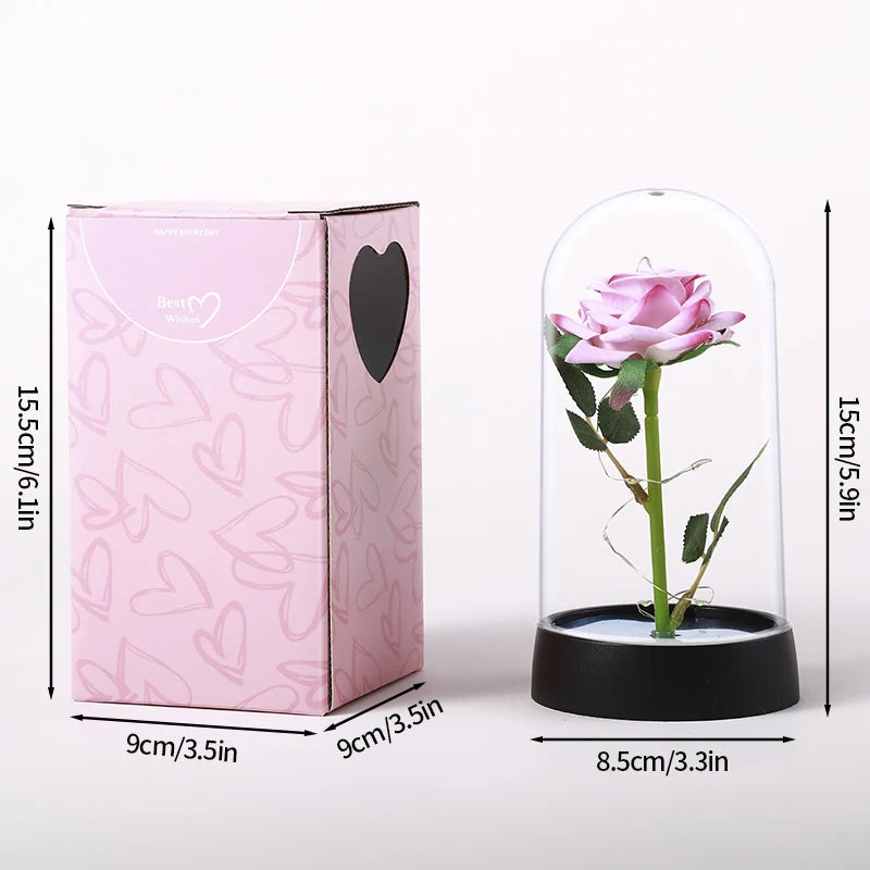 Eternal Rose LED Glass Dome — Romantic Light-Up Flower Gift