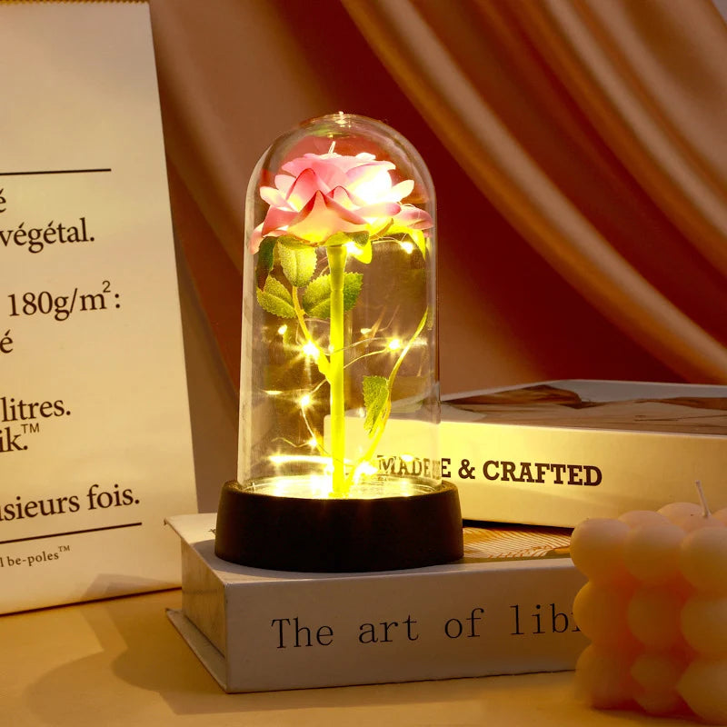 Eternal Rose LED Glass Dome — Romantic Light-Up Flower Gift