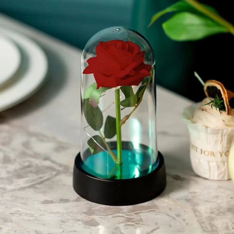 Eternal Rose LED Glass Dome — Romantic Light-Up Flower Gift