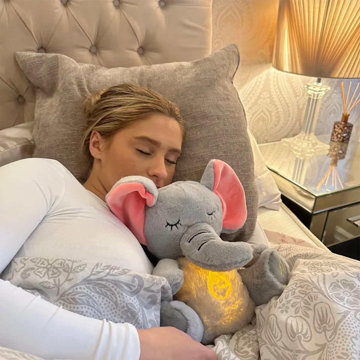 Breathing Elephant Plush — Baby Soothing Stuffed Animal with Music & Light