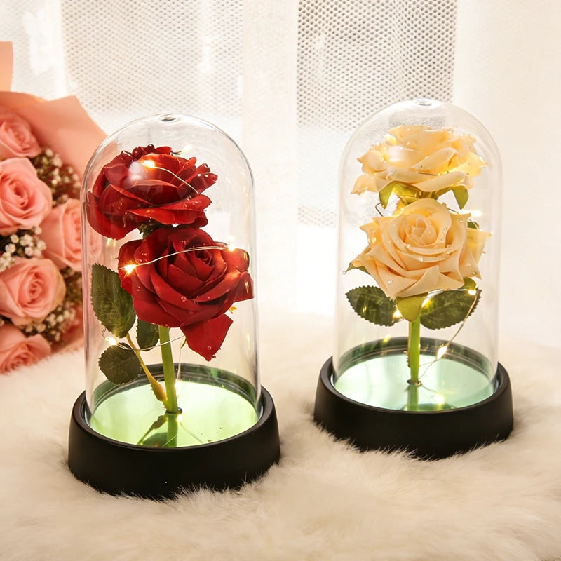 Eternal Rose LED Glass Dome — Romantic Light-Up Flower Gift