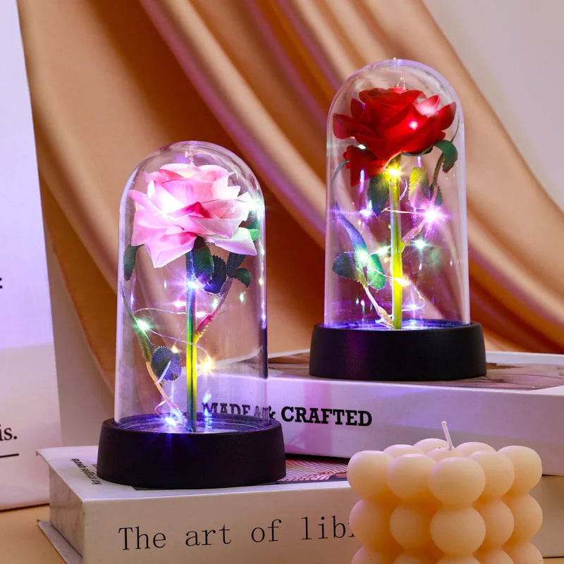 Eternal Rose LED Glass Dome — Romantic Light-Up Flower Gift