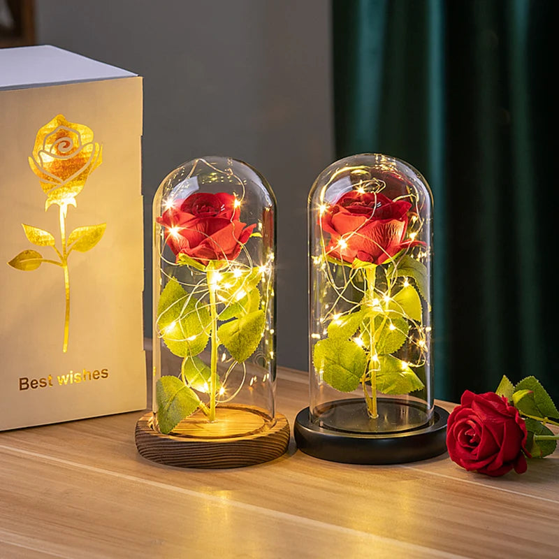 Eternal Rose LED Glass Dome — Romantic Light-Up Flower Gift