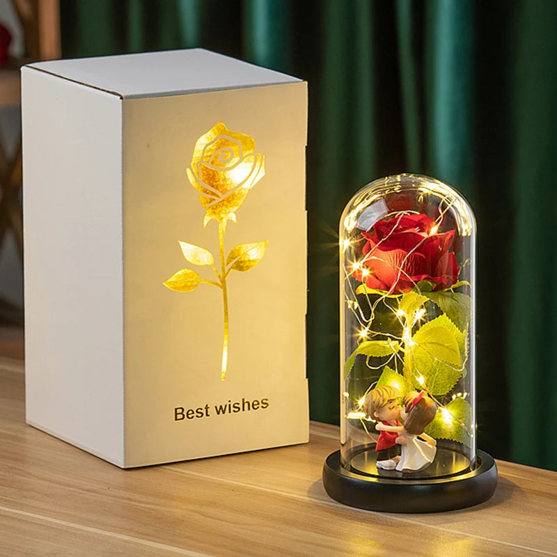 Eternal Rose LED Glass Dome — Romantic Light-Up Flower Gift