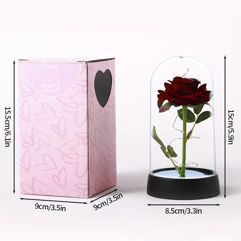 Eternal Rose LED Glass Dome — Romantic Light-Up Flower Gift